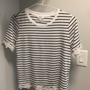 Charming Charlie’s black and white striped shirt